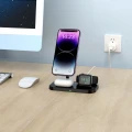 Ładowarka Tech-Protect QI15W-A22 indukcyjna MagSafe ze stojakiem 3w1 MagSafe na smartfon / Apple Watch / AirPods - czarna