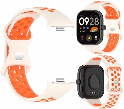 Pasek Sportowy RabbitMob do Xiaomi Redmi Watch 4/5/6 | Mi Band 8 Pro/9 Pro | Kremowo-Pomarańczowy