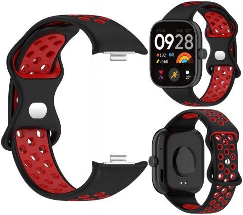 Pasek Sportowy RabbitMob do Xiaomi Redmi Watch 4/5/6 | Mi Band 8 Pro/9 Pro | Czarno-Czerwony