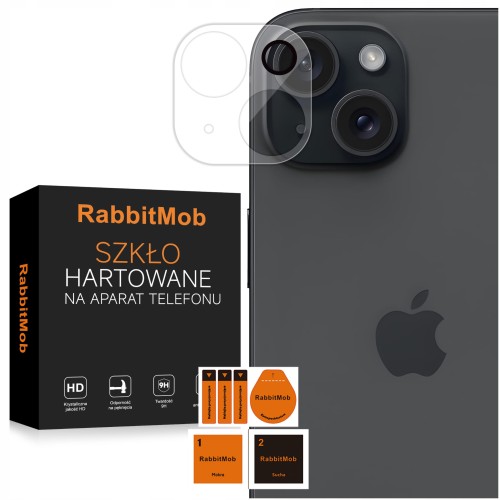Szkło Hartowane 9H RabbitMob na Aparat do Apple iPhone 15 / 15 Plus