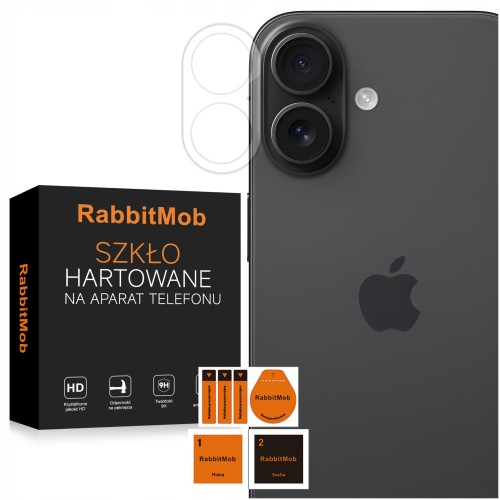 Szkło Hartowane 9H RabbitMob na Aparat do Apple iPhone 16 / 16 Plus