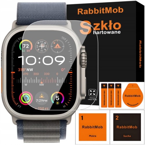 SZKŁO HARTOWANE 9H DO APPLE WATCH ULTRA / ULTRA 2 / ULTRA 3 49MM + ZESTAW DO MONTAŻU