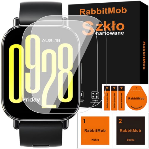 2X SZKŁO OCHRONNE HARTOWANE 9H DO  XIAOMI REDMI WATCH 5 ACTIVE + ZESTAW DO MONTAŻU