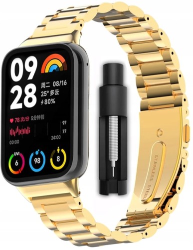 PASEK BRANSOLETA STALOWA DO XIAOMI REDMI WATCH 4/5/6 | MI BAND 8 PRO/9 PRO - ZŁOTY