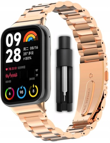 PASEK BRANSOLETA STALOWA DO XIAOMI REDMI WATCH 4/5/6 | MI BAND 8 PRO/9 PRO - RÓŻOWE ZŁOTO