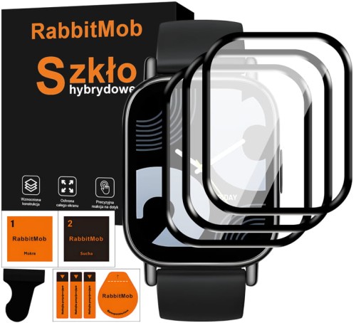 3X SZKŁO HYBRYDOWE OCHRONNE 3D DO XIAOMI REDMI WATCH 5 LITE + ZESTAW DO MONTAŻU