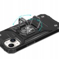ETUI RING ARMOR PANCERNE Z RINGIEM DO IPHONE 15 PLUS - SREBRNE