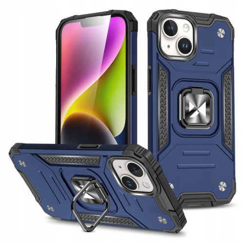 ETUI RING ARMOR PANCERNE Z RINGIEM DO IPHONE 15 PLUS - NIEBIESKIE