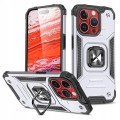 ETUI RING ARMOR PANCERNE Z RINGIEM DO IPHONE 15 PRO - SREBRNE