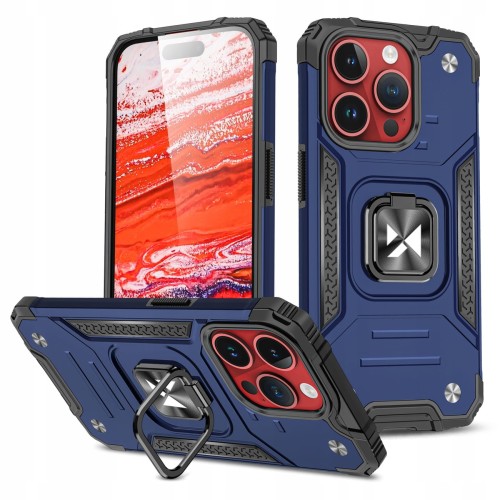 ETUI RING ARMOR PANCERNE Z RINGIEM DO IPHONE 15 PRO - NIEBIESKIE