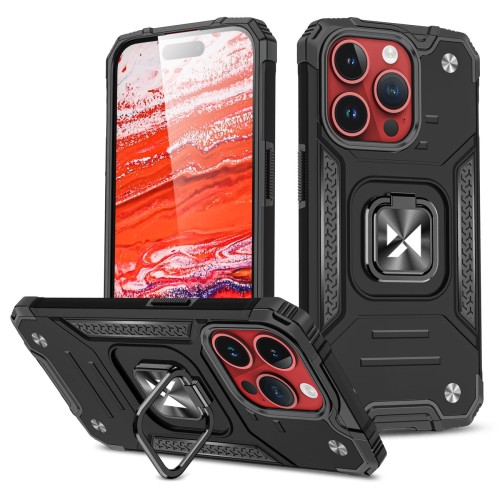 ETUI RING ARMOR PANCERNE Z RINGIEM DO IPHONE 15 PRO - CZARNE