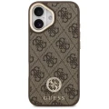 Etui Guess 4G Strass Logo & Big Strap Metal Buttons MagSafe na iPhone 17 - brązowe