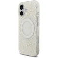 Etui Guess IML Flowers Electro Pearl Strap MagSafe na iPhone 17 - białe
