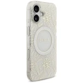 Etui Guess IML Flowers Electro Pearl Strap MagSafe na iPhone 17 - białe
