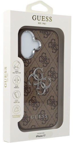 Etui Guess 4G Big 4G Classic Logo na iPhone 17 - brązowo-srebrne