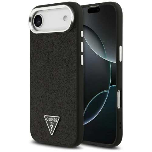 Etui Guess Glitter Triangle Logo MagSafe do iPhone 17 Air - czarne