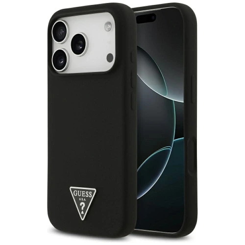 Etui Guess Silicone Triangle Logo MagSafe do iPhone 17 Pro - czarne