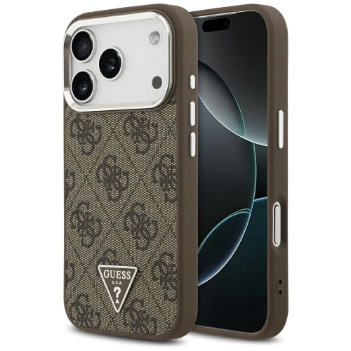 Etui Guess 4G Triangle Logo MagSafe na iPhone 17 Pro - brązowe