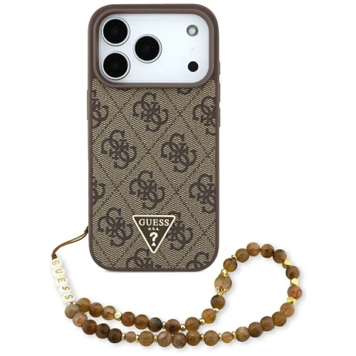 Etui Guess 4G Strap Triangle Logo MagSafe na iPhone 17 Pro - brązowe