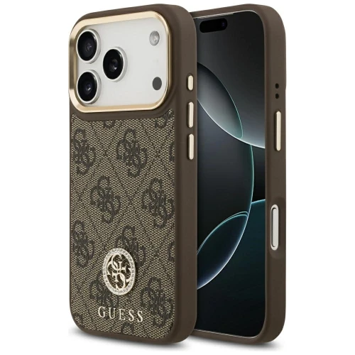 Etui Guess 4G Strass Logo MagSafe na iPhone 17 Pro - brązowe