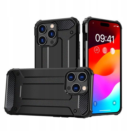 ETUI PANCERNE HYBRID ARMOR DO IPHONE 15 PRO - CZARNE