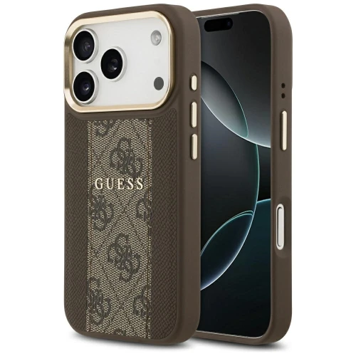Etui Guess 4G Stripe MagSafe na iPhone 17 Pro - brązowe