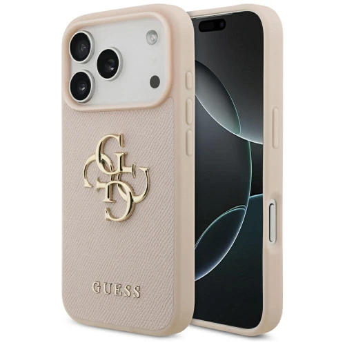 Etui Guess Grained Big 4G & Classic Logo na iPhone 17 Pro - różowe