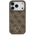 Etui Guess Leather 4G Triangle Strass MagSafe na iPhone 17 Pro - brązowe