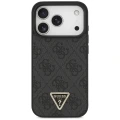 Etui Guess Leather 4G Triangle Strass MagSafe na iPhone 17 Pro - czarne