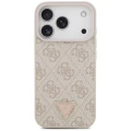 Etui Guess Leather 4G Triangle Strass MagSafe na iPhone 17 Pro - różowe