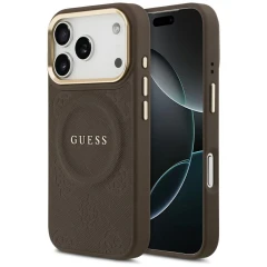 Etui Guess Peony Hot Stamp MagSafe na iPhone 17 Pro - brązowe