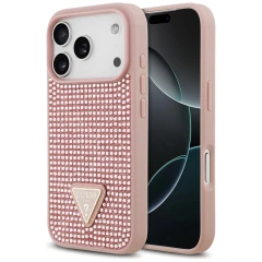 Etui Guess Rhinestone Triangle Logo na iPhone 17 Pro - różowe