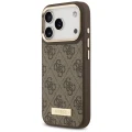 Etui Guess 4G Logo Plate MagSafe na iPhone 17 Pro - brązowe