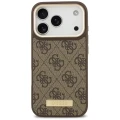 Etui Guess 4G Logo Plate MagSafe na iPhone 17 Pro - brązowe