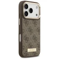 Etui Guess 4G Logo Plate MagSafe na iPhone 17 Pro - brązowe