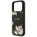 Etui Guess Grained Flowers Classic Logo MagSafe do iPhone 17 Pro - czarne