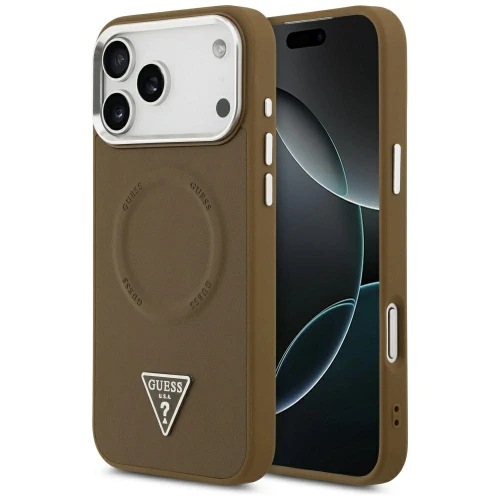 Etui Guess Triangle Logo MagSafe na iPhone 17 Pro - brązowe