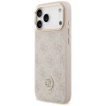 Etui Guess 4G Strass Logo & Big Strap Metal Buttons MagSafe na iPhone 17 Pro Max - różowe