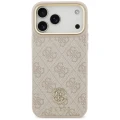 Etui Guess 4G Strass Logo & Big Strap Metal Buttons MagSafe na iPhone 17 Pro Max - różowe