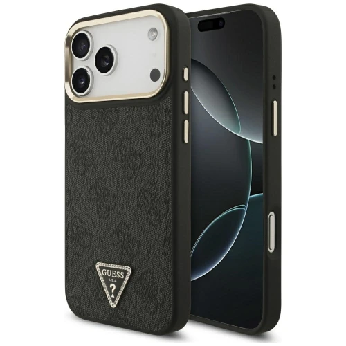 Etui Guess 4G Triangle Logo MagSafe na iPhone 17 Pro Max - czarno-złote