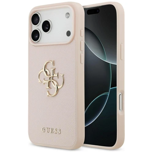 Etui Guess Grained Big 4G & Classic Logo na iPhone 17 Pro Max - różowe