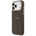 Etui Guess Peony Hot Stamp MagSafe na iPhone 17 Pro Max - brązowe