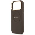 Etui Guess Peony Hot Stamp MagSafe na iPhone 17 Pro Max - brązowe