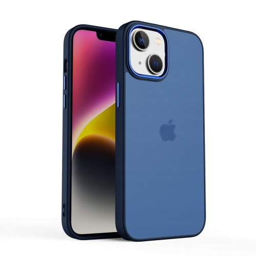 ETUI MATOWE Z RAMKĄ NA APARAT DO IPHONE 15 PLUS - BLUE