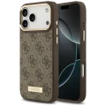 Etui Guess 4G Logo Plate MagSafe na iPhone 17 Pro Max - brązowe