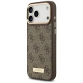 Etui Guess 4G Logo Plate MagSafe na iPhone 17 Pro Max - brązowe