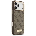 Etui Guess 4G Logo Plate MagSafe na iPhone 17 Pro Max - brązowe