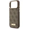Etui Guess 4G Logo Plate MagSafe na iPhone 17 Pro Max - brązowe