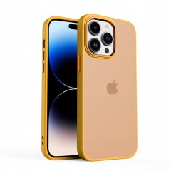 ETUI MATOWE Z RAMKĄ NA APARAT DO IPHONE 15 PRO - YELLOW