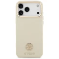 Etui Guess Grained Strass Logo MagSafe na iPhone 17 Pro Max - beżowe